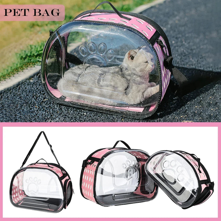 Mochila de Transporte para Gato e Cão – Mala de Ombro Transparente e Respirável | Ideal para Viagens e Passeios