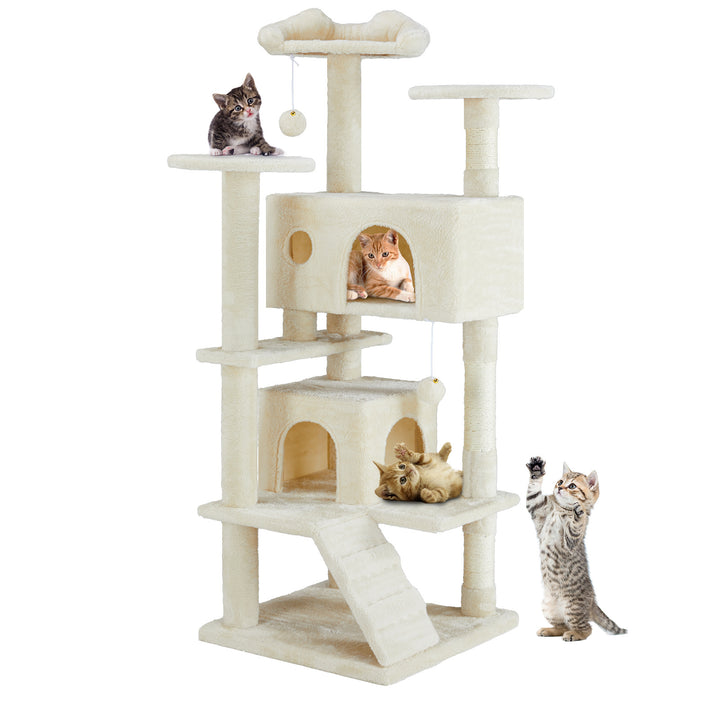 Árvore de Gato Multifuncional 137cm – Estrutura de Escalada, Área de Descanso e Brinquedo Removível
