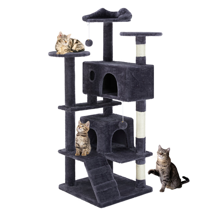 Árvore de Gato Multifuncional 137cm – Estrutura de Escalada, Área de Descanso e Brinquedo Removível
